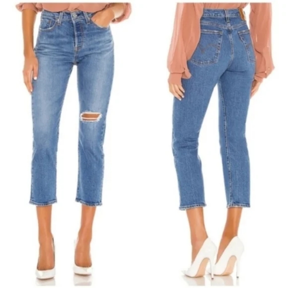 Levi's Denim - Levi's Wedgie Crop Straight Leg Jeans Distressed Jive Tone